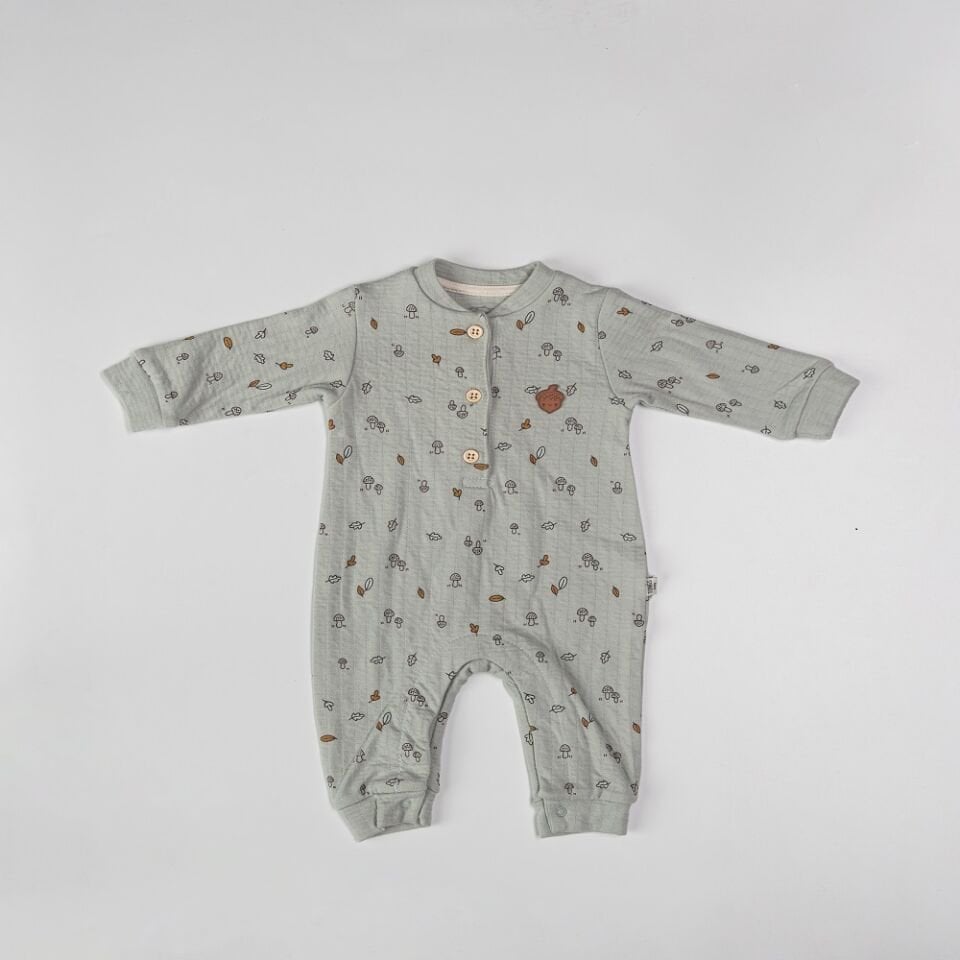 Kız Bebek Erkek Bebek Unisex Düğmeli Yaka Patiksiz Tulum
