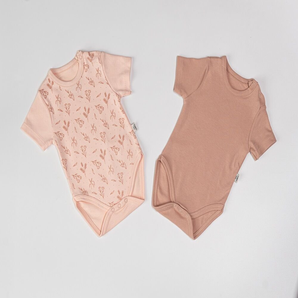 Pembe Kısa Kollu,Çıtçıtlı 2li Body